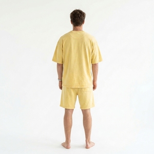 Men Casual Short Sleeve Knitted Solid Polyester/Cotton <b>T</b>-<b>Shirt</b> Matching Shorts Set Lightweight Soft Breathable Two Piece Summer - Product Image 2