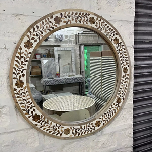 Espejo de Pared Moderno Art Deco con Incrustaciones de Hueso Blanco y Negro, Hecho a Mano, Ecológico, Personalizado, para Decoración del Hogar, Diwali - Product Image 1