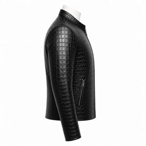 Veste matelassée noire pour homme, coupe-vent, écologique, à capuche, avec fermeture éclair, col montant, grandes tailles - Product Image 4
