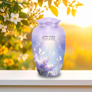 Purple Butterfly Cremation Urn Aluminum <b>Keepsake</b> <b>Ashes</b> Vase Personalized Memorial Decoration <b>for</b> Adult Burial - Product Image 2