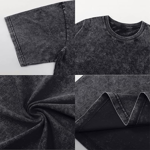 เสื้อยืดลายวินเทจแบบฟอกสี ทรงโอเวอร์ไซส์ สไตล์สตรีทแฟชั่น ผลิตโดยโรงงาน OEM ผ้าฝ้าย 100% ทรงหลวม - Product Image 4