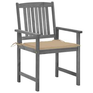 Ensemble de 4 chaises de patio durables en bois d'acacia massif, gris standard, mobilier de jardin - Product Image 3