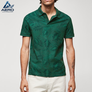 New Design Custom Printed Men Polo Shirt Summer Casual Green <b>Leaf</b> Print Short Sleeve Cotton Breathable Polo Shirts - Product Image 1