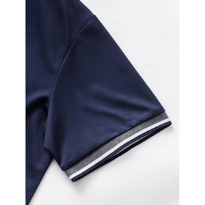 Men's Navy <b>Blue</b> Short Sleeve <b>Polo</b> <b>Shirt</b> Solid Knitted Casual Style Regular Fit - Product Image 3