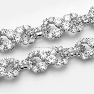 Bling Iced Diamond Hombres 925 Sterling Silver Party Jewelry Gold Moissanite Infinitely Cuban Link Chain para regalo Compromiso - Product Image 5