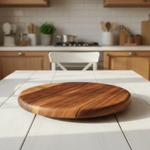 ถาดไม้หมุนสองชั้นแบบหมุนได้เรียบสำหรับเสิร์ฟเครื่องเทศบนโต๊ะ - Product Image 4