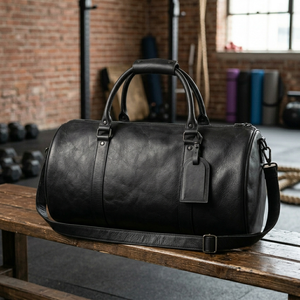 กระเป๋าออกกำลังกายหนังแท้สีดำขนาด 18 นิ้ว พรีเมียม สำหรับเดินทางท่องเที่ยวช่วงสุดสัปดาห์  ผู้ผลิตและจำหน่ายส่ง OEM - Product Image 2
