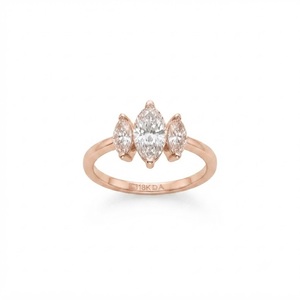 Wholesale Marquise Lab Grown Diamond Three Stone Diamond <b>Ring</b> IGI Certified 9K 10K 14K 18K Solid Gold Promise <b>Ring</b> <b>Proposal</b> <b>Ring</b> - Product Image 2