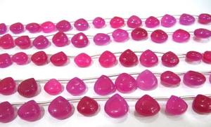 Perles en calcédoine rose vif naturelle, forme cœur, simples, 8 pouces de long - Product Image 3