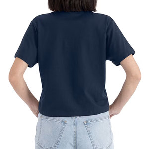 Wholesale Active Fitness Women Vintage <b>Crop</b> T-Shirt Summer Quick Dry Anti-Wrinkle Short Sleeve 100% Cotton Athletic T-Shirt - Product Image 3