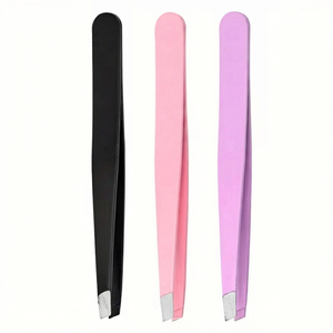 Pince à épiler pour sourcils à pointe inclinée en acier inoxydable pour l'épilation - Product Image 1