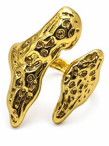 Anillo Personalizado Chapado en Rodio con Textura Orgánica Fundida, Banda de Cóctel Asimétrica, Joyería de Moda Vanguardista de Lujo para Mujer - Product Image 3