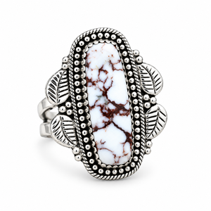 Natural Wild Horse <b>Turquoise</b> Leaf Design <b>Ring</b> Western Boho Statement Gemstone Jewelry <b>Ring</b> for Women Wholesale - Product Image 4
