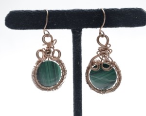 Natural Malachite <b>Hoop</b> Earrings with German <b>Silver</b> – Handmade Gemstone <b>Hoop</b> Jewelry for Women - Product Image 2
