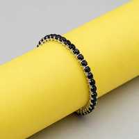 Bracelet tennis en onyx noir, argent sterling 925, fait main, bijoux à maillons, luxe, qualité exclusive, certifié GIA, plaqué rhodium, élégant