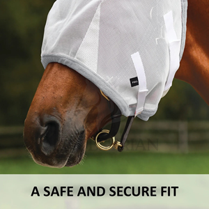 อุปกรณ์ขี่ม้า หน้ากากกันแมลงวันสำหรับม้าพร้อมที่ครอบหู (วัสดุตาข่าย) อุปกรณ์ป้องกันสำหรับขี่ม้าแบบปรับแต่งได้ สำหรับการฝึกขี่และการใช้งานกลางแจ้ง - Product Image 3