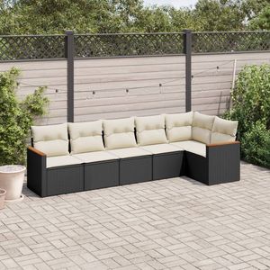 Conjunto de Sofá de Jardín de Ratán PE Negro con Patas Ajustables Grandes, Muebles de Exterior Cómodos y Elegantes - Product Image 1
