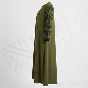 Abaya Islamique Femme à Séchage Rapide, Tendance et de Haute Qualité, Respirante, Modeste, Élégante, en Polyester, Col en V, Longueur Cheville – Meilleures Ventes - Product Image 3