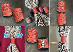 New Latest Wholesale Price Hand <b>Tooled</b> Genuine Cow <b>Leather</b> Wild Rag Slide OEM ODM Western Style Scarf Holder for Cowgirls - Product Image 3