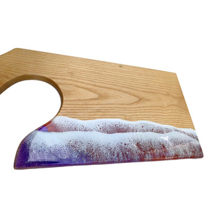 2026 Hot Selling Luxury Wooden Resin Coaster <b>Set</b> Blue Epoxy Resin Coasters Custom Drink Coasters Elegant Wood Coasters - Product Image 3