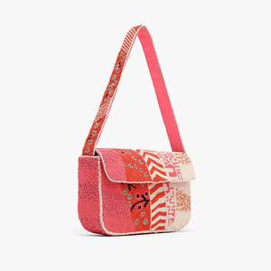 Bolso de mano personalizable con bordado de cuentas multicolor, logotipo personalizado, diseño personalizado, tipografía, para mujer, de alta calidad, exportado. - Product Image 1