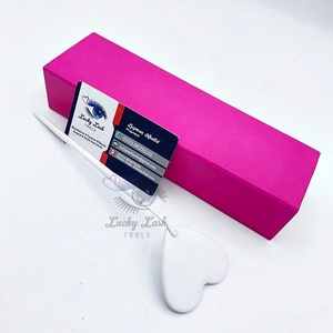 Logo personnalisé WM-blanc miroir en forme de coeur revêtement en poudre extension de cils en acier inoxydable boîte de maquillage stockage de marque privée - Product Image 2