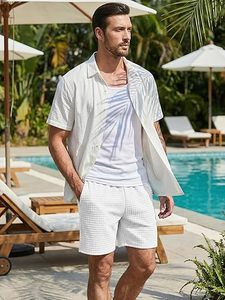 Pantalones Cortos Deportivos para Hombre, Casuales, Elásticos, con Cintura Elástica, Estilo Waffle, con Bolsillo - Product Image 5