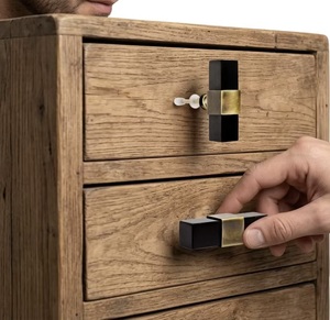 Luxury Black Resin Adjustable T-Bar Pull Handle | Cubed Cabinet <b>Drawer</b> <b>Knob</b> | Durable Modern Wardrobe Dresser Kitchen Furniture - Product Image 2