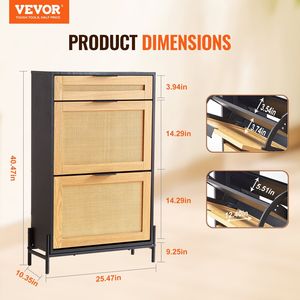 Cassetti in Rattan a 2 patti con cassetto a 1 scivolo in metallo nero con gambe sottili e strette portaoggetti per scarpe portaoggetti per marca - Product Image 2