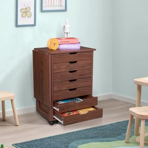 Armadietto Portadocumenti in Legno MDF e PVC Marrone Scuro con Sette Cassetti - Product Image 3