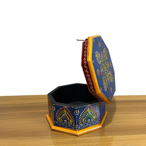 Handcrafted Wooden Hexagon Storage <b>Box</b> with Lid | Hand Painted Decorative <b>Keepsake</b> <b>Box</b> for Home Decor - Product Image 3