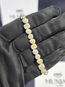 925 Silver Moissanite Tennis Bracelet <b>Iced</b> <b>Out</b> Brilliant Cut Claw Setting Gold Plated <b>Chain</b> Link Trendy Women Men for - Product Image 4
