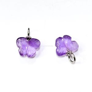 Colgante de mariposa de amatista rosa natural, plata de ley 925, amatista rosa tallada a mano, colgante de piedra preciosa para la elaboración de joyas - Product Image 1