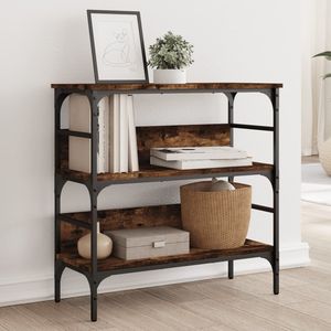 Table console en bois d'ingénierie en chêne fumé avec accents métalliques - Product Image 1