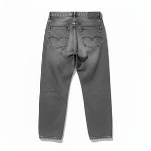 Jean en denim délavé à taille haute et coupe droite pour homme, style workwear, avec plusieurs poches, fermeture boutonnée, en coton bleu - Product Image 3