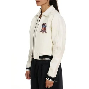 Women Crop Leather Avirex <b>Jackets</b> with Premium Leather Crop Sexy Fit Latest Winter Custom White Women Avirex Leather <b>Jackets</b> - Product Image 5
