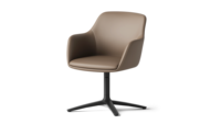 Chaise de bureau pivotante en cuir à dossier moyen, chaise de conférence moderne pour manager avec base étoilée fixe