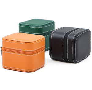 Boîte à montres en cuir PU multicolore, étui de rangement à fermeture éclair à fente unique, protège-montre de voyage pour collection et cadeaux - Product Image 2