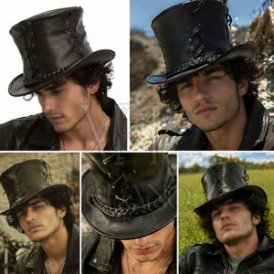 2026 Leather Bucket <b>Hat</b> <b>Men</b> Streetwear Fashion <b>Hats</b> Genuine Leather <b>Hats</b> Casual Newsboy <b>Hat</b> for <b>Winter</b> Outdoor Wear Customized - Product Image 4