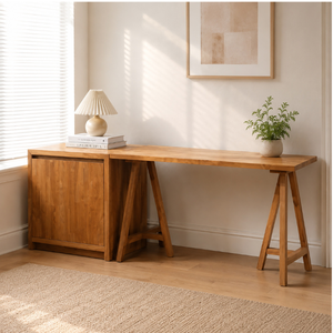 Escritorio de Estudio u Oficina de Diseño Moderno en Madera de Teca, Resistente y Duradero, Apto para la Sala de Estar, Ecológico, Colores Personalizables, Gran Venta - Product Image 1