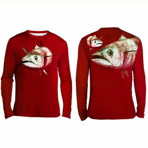 Chemise de pêche à manches longues pour homme avec logo sur le devant, col rond tricoté, séchage rapide, coupe classique - Product Image 4