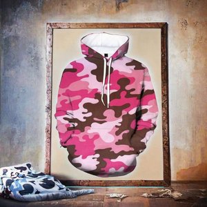 Sweat-shirt à capuche rose camouflage pour homme, col rond, coupe classique, streetwear - Product Image 5