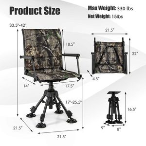 Sedia da Patio Girevole Pieghevole a 4 Gambe Regolabile - Product Image 4