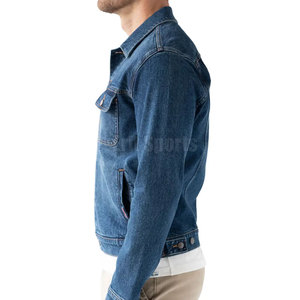 Veste en jean pour homme à col montant personnalisé, grande taille, respirante, écologique, streetwear d'extérieur, veste d'hiver avec logo frontal - Product Image 3
