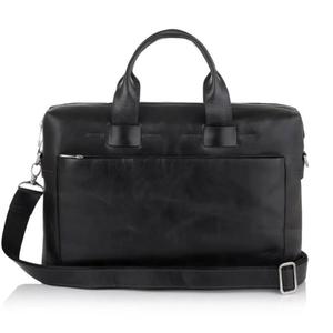 Bolsos para portátiles de cuero genuino de color negro resistentes al agua, bolsos de mano para hombres y mujeres, uso en oficina, negocios, viajes, ligeros - Product Image 2