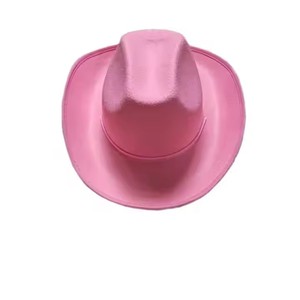 Chapeau de cowboy occidental pour adulte, vente en gros du fabricant, nouveau chapeau non-tissé préformé avec boucle à nouer, décontracté, disponible en rose pur et blanc - Product Image 4