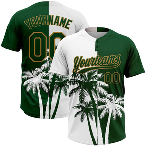 Vêtements de sport en gros personnalisés respirants grandes tailles 100 % polyester style feuilles tropicales 3D vert doré authentique jungle Hawaï - Product Image 1