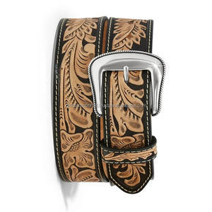 ผู้ส่งออก ผู้ผลิต เข็มขัดหนังวัวแท้สไตล์ตะวันตก แกะสลักด้วยมือ ความยาวตามสั่ง หัวเข็มขัดโลหะผสม ดีไซน์เพ้นท์สี ราคาดีที่สุด - Product Image 3