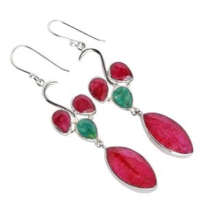Boucles d'oreilles clous en cuivre avec pierre précieuse rubis naturelle rouge, hypoallergéniques, légères, pour usage quotidien, écologiques, design classique, unisexe - Product Image 4