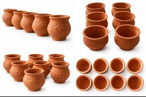 Kulhad en argile artisanale, bol à dessert traditionnel en argile rouge, tasse à glace en argile, tasse à yaourt en argile faite à la main - Product Image 3